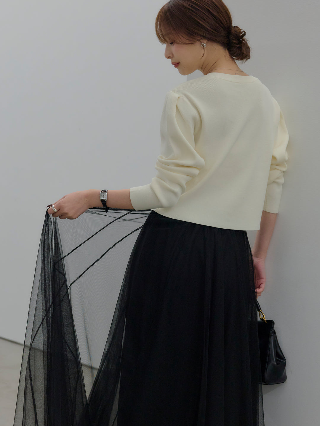 クリアボタンニットカーディガン