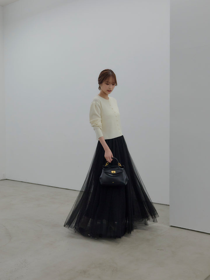 クリアボタンニットカーディガン