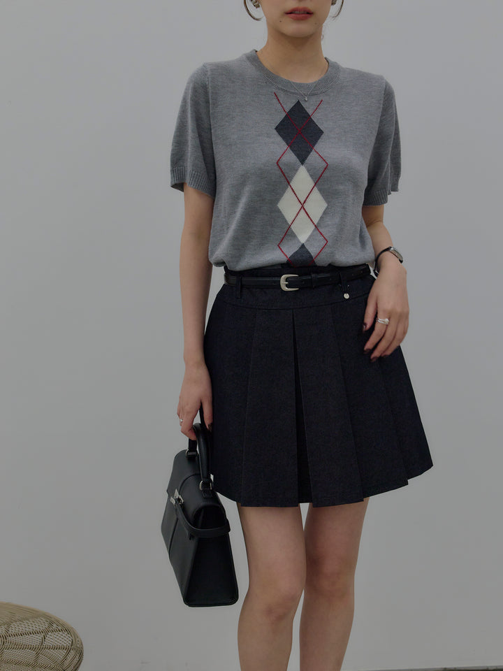 プリーツミニスカート(ベルト/インパン付き)