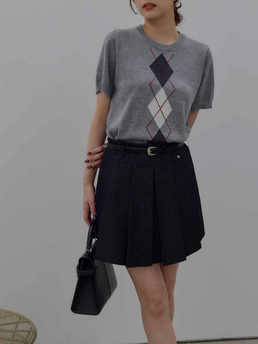 プリーツミニスカート(ベルト/インパン付き)