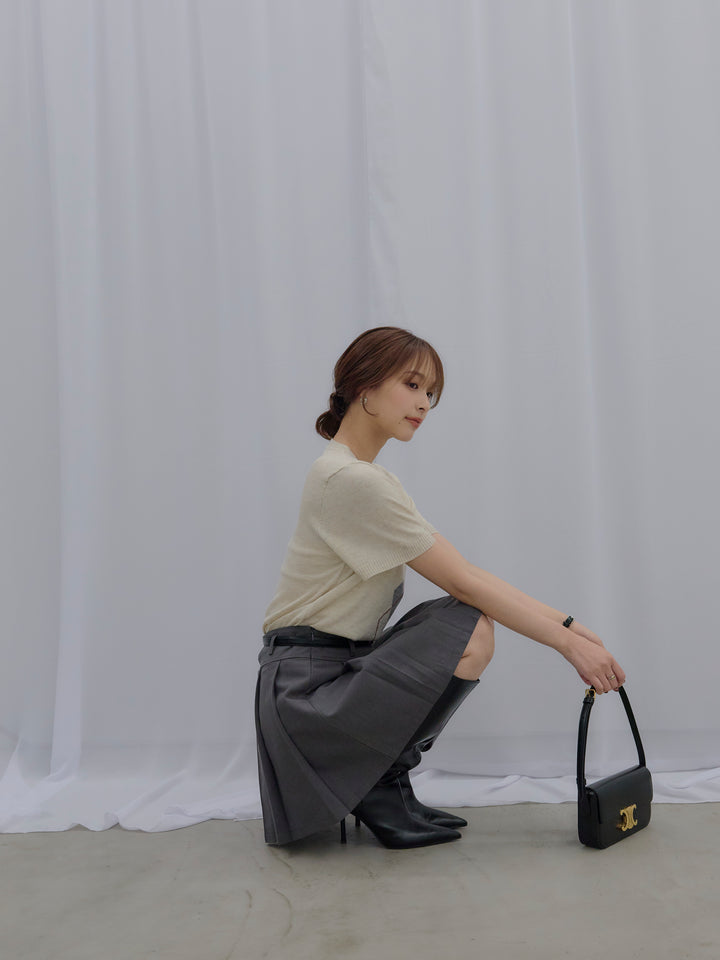 アーガイル柄ハーフニットトップス