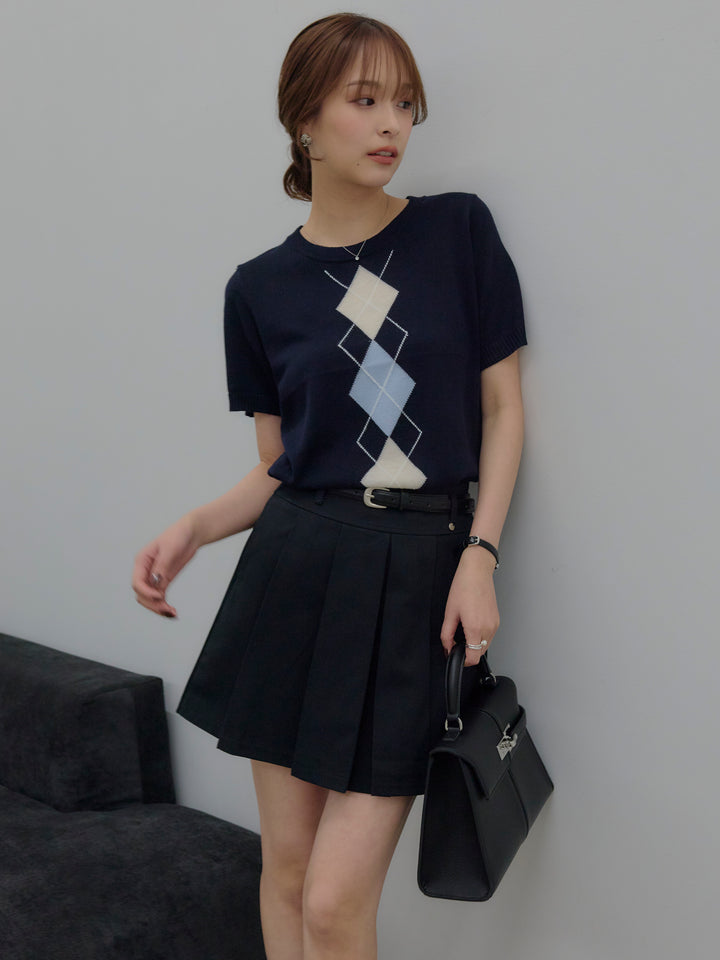 プリーツミニスカート(ベルト/インパン付き)