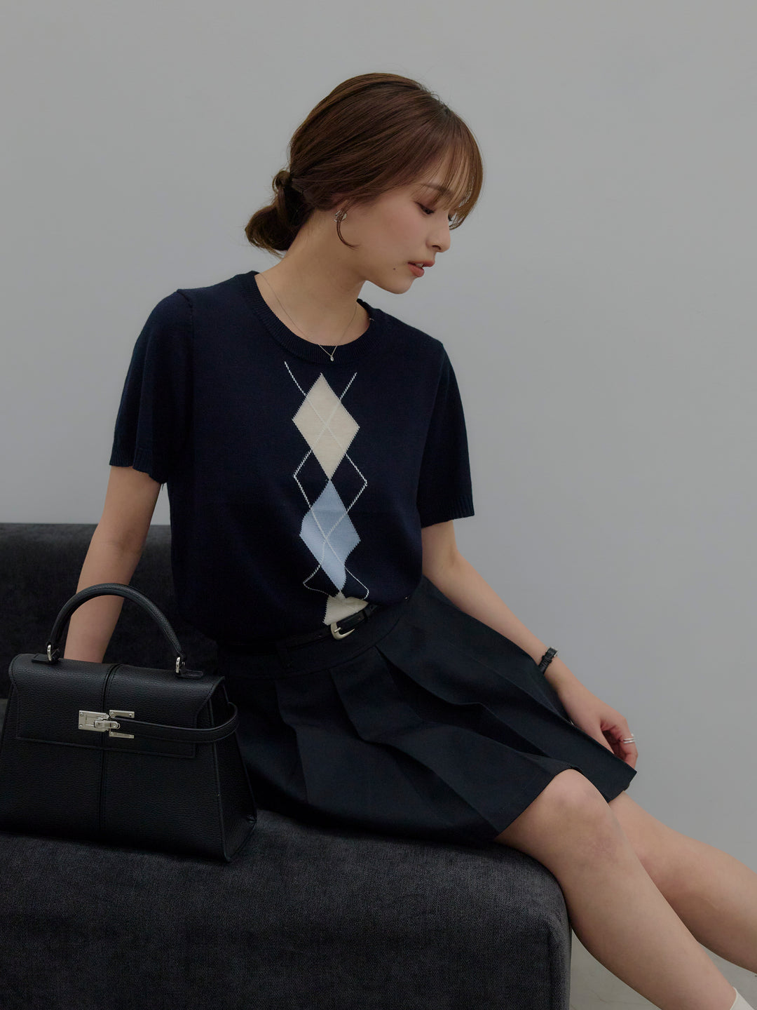 プリーツミニスカート(ベルト/インパン付き)