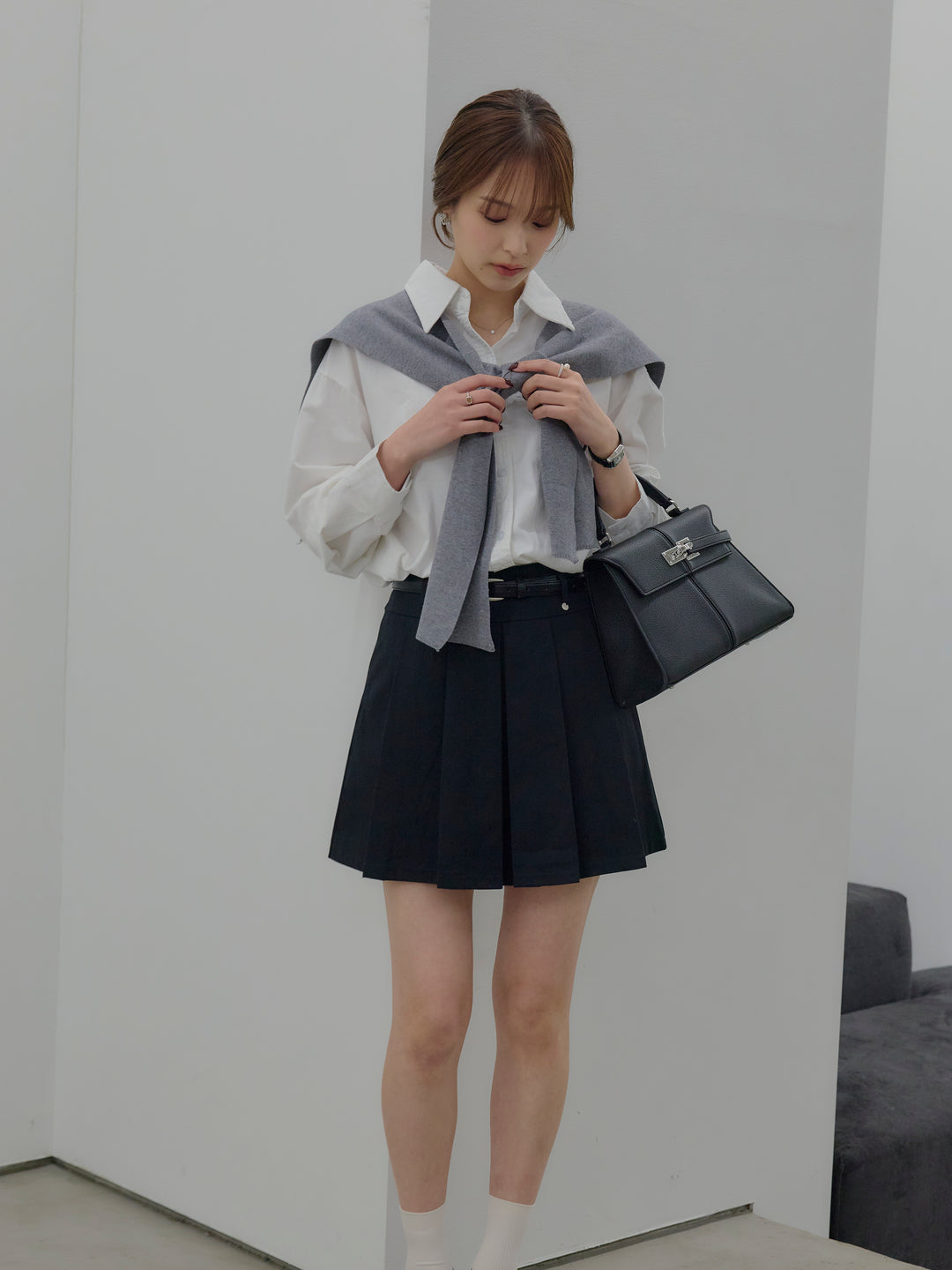 プリーツミニスカート(ベルト/インパン付き)