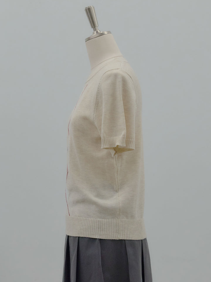 アーガイル柄ハーフニットトップス