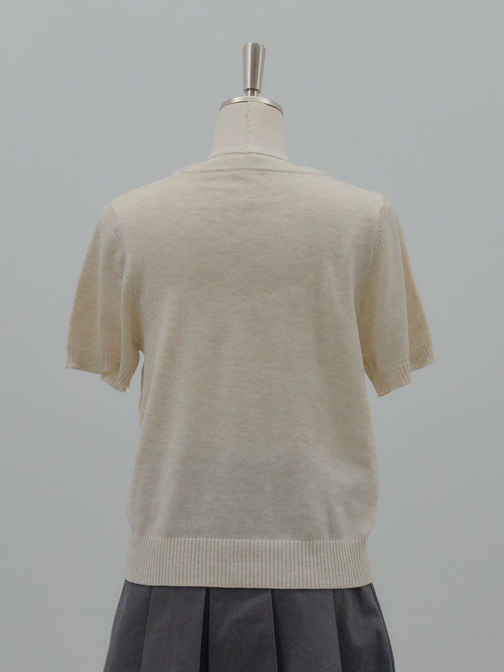 アーガイル柄ハーフニットトップス