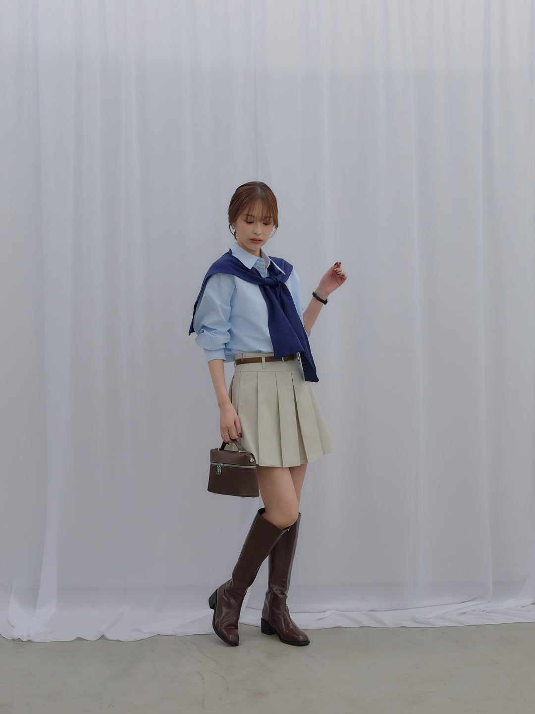 プリーツミニスカート(ベルト/インパン付き)