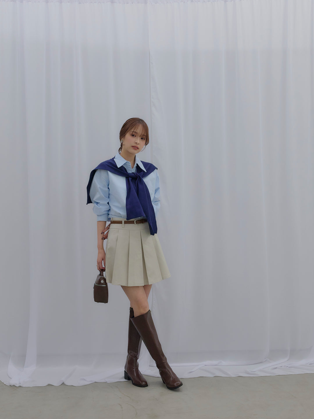 プリーツミニスカート(ベルト/インパン付き)