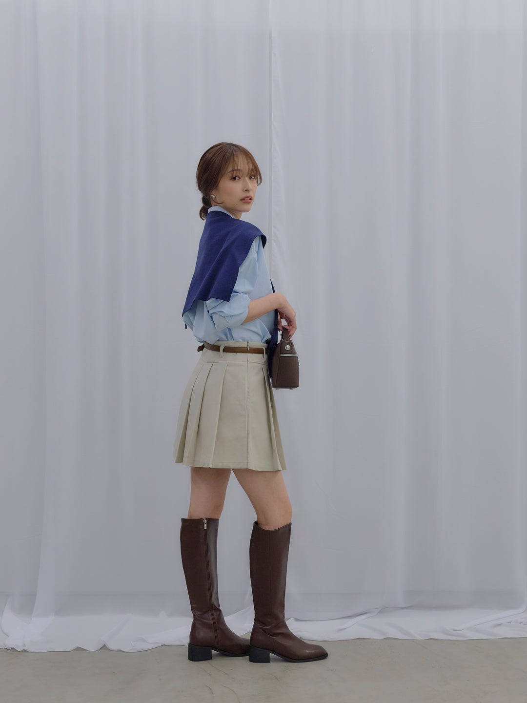 プリーツミニスカート(ベルト/インパン付き)