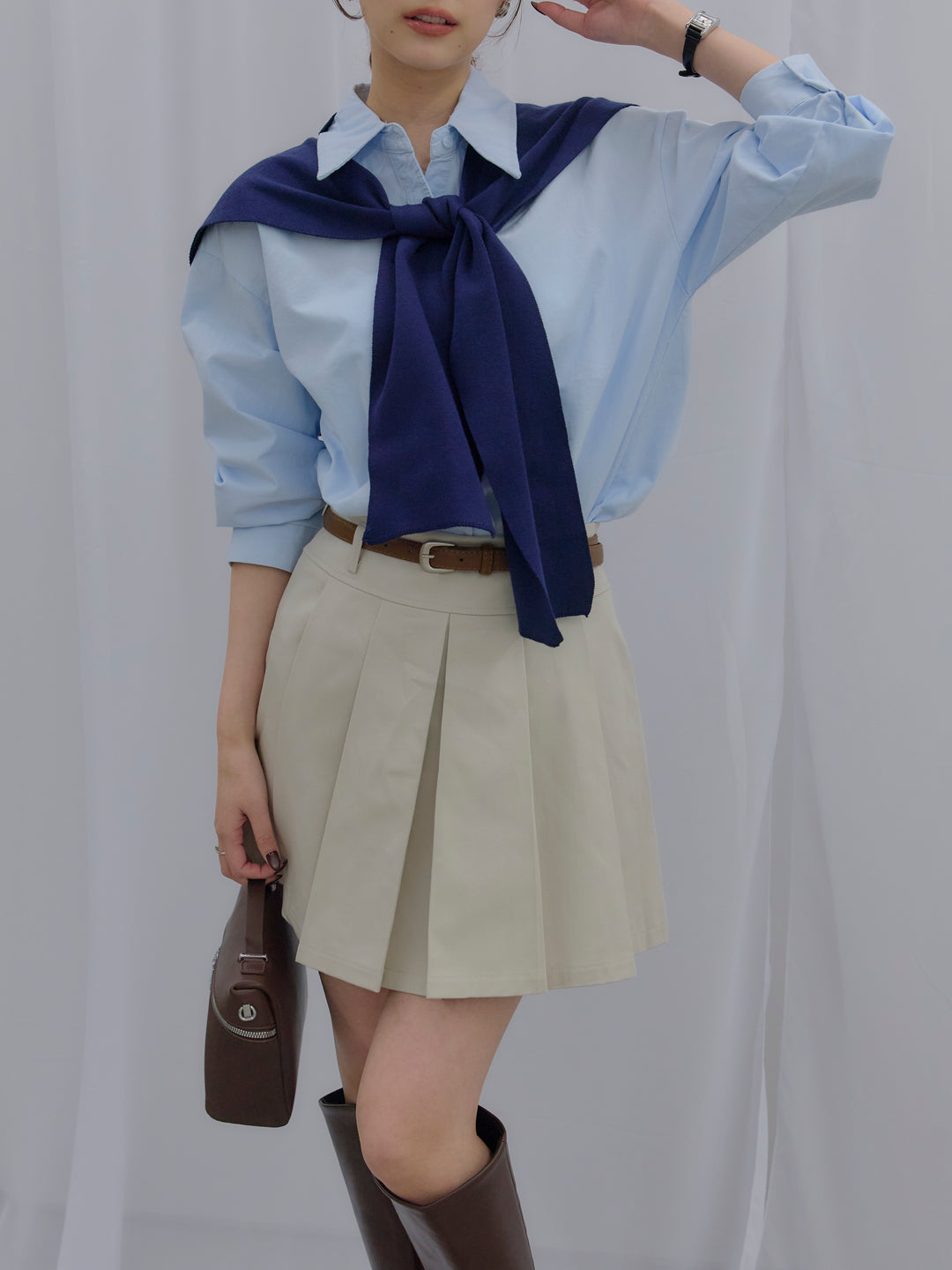 プリーツミニスカート(ベルト/インパン付き)