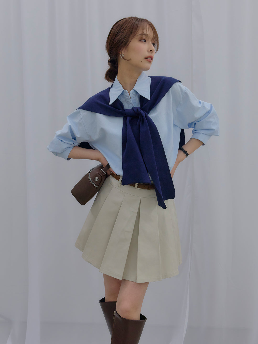 プリーツミニスカート(ベルト/インパン付き)