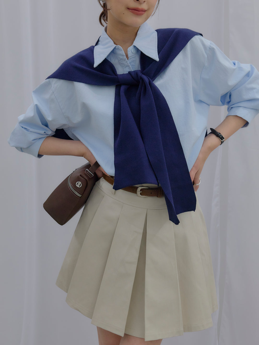 プリーツミニスカート(ベルト/インパン付き)