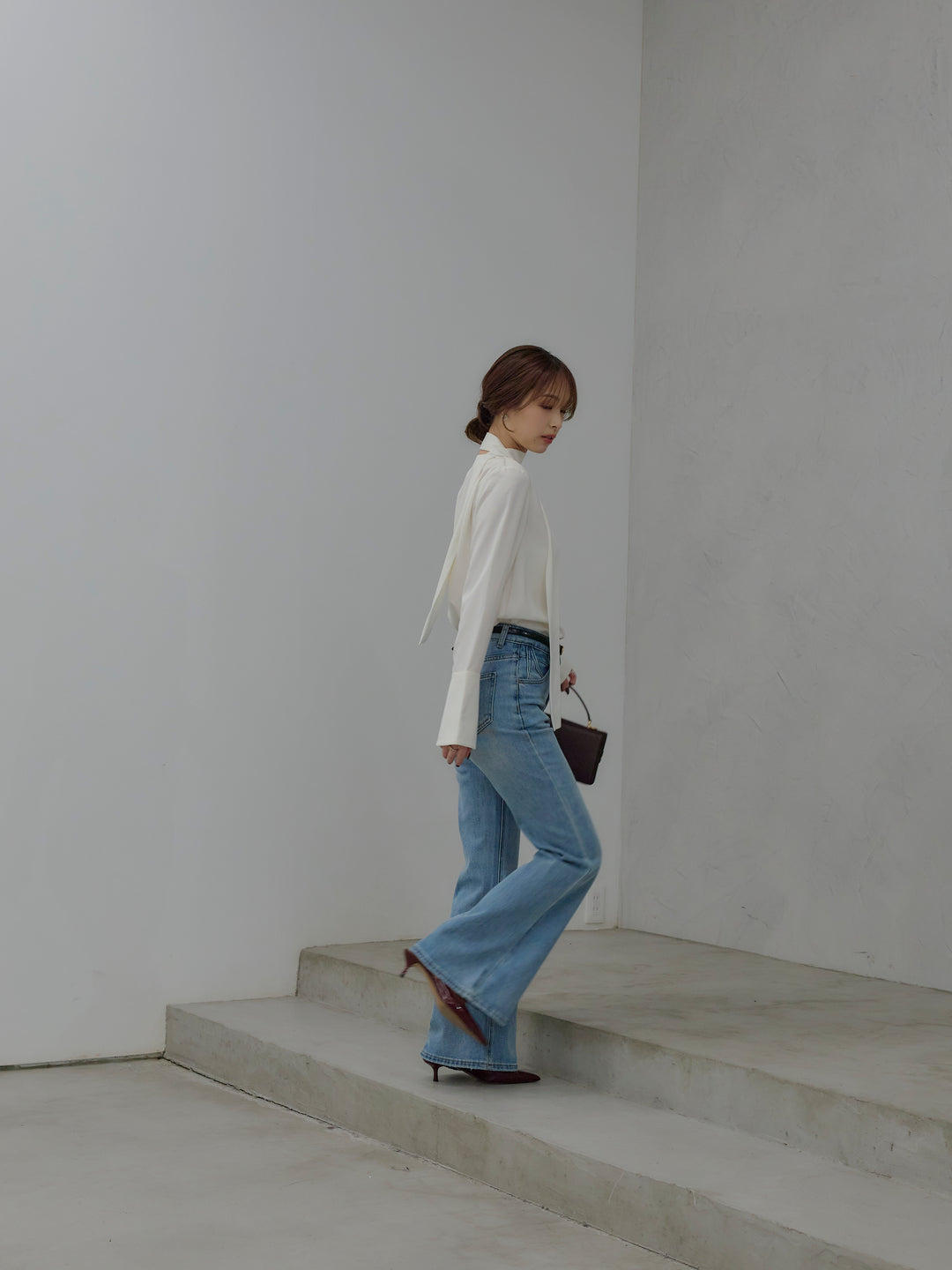 美ラインストレッチフレアデニム