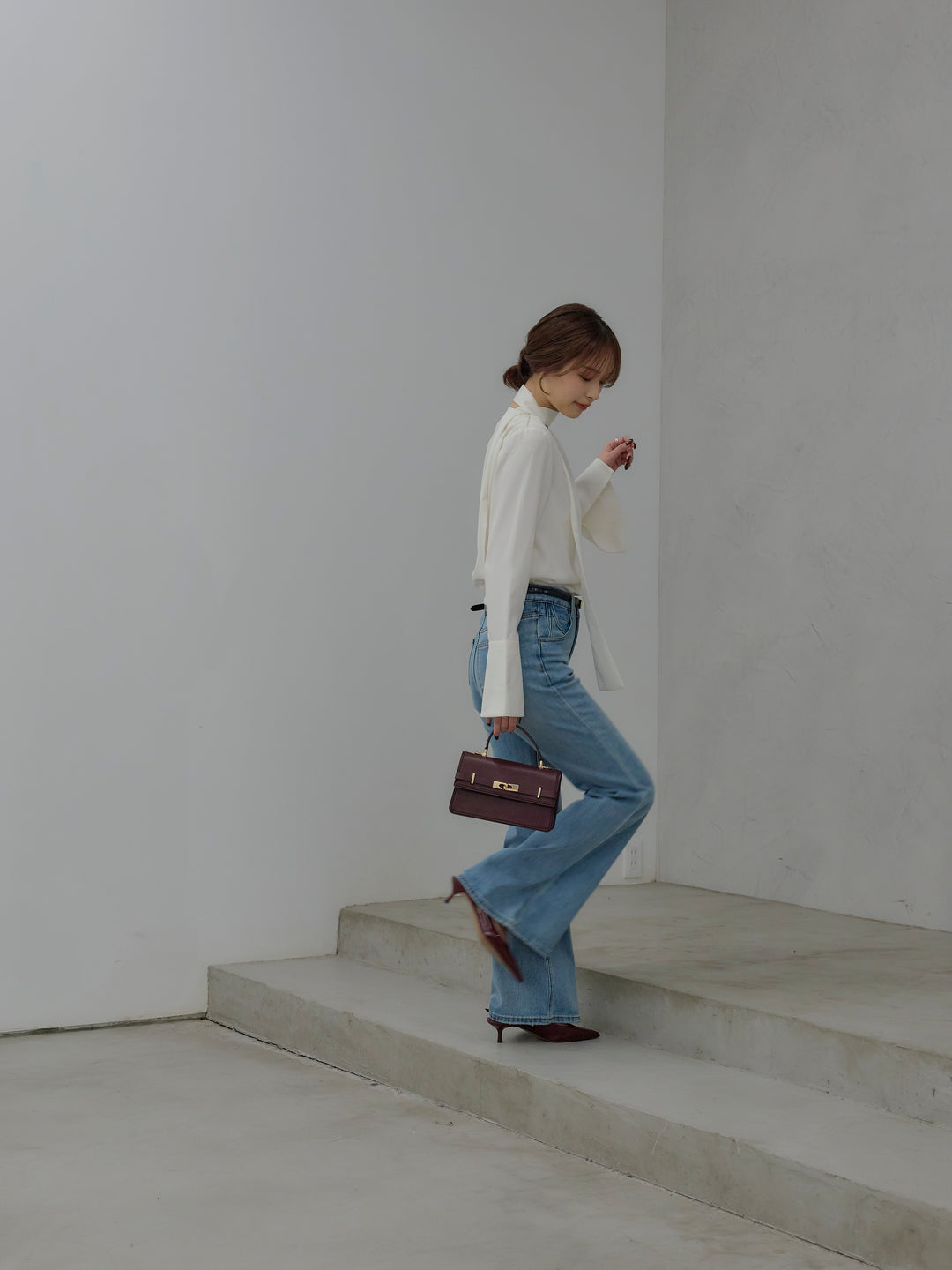 美ラインストレッチフレアデニム