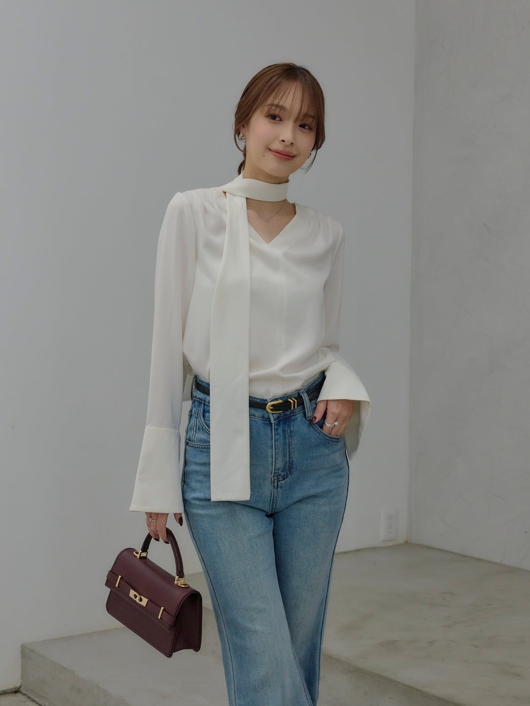 美ラインストレッチフレアデニム