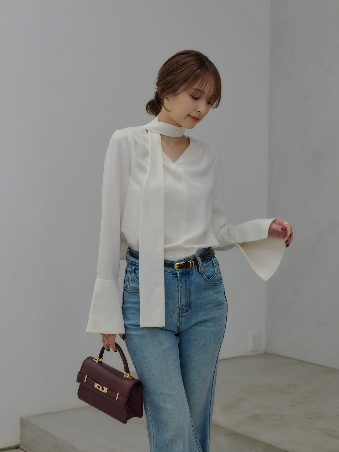 美ラインストレッチフレアデニム