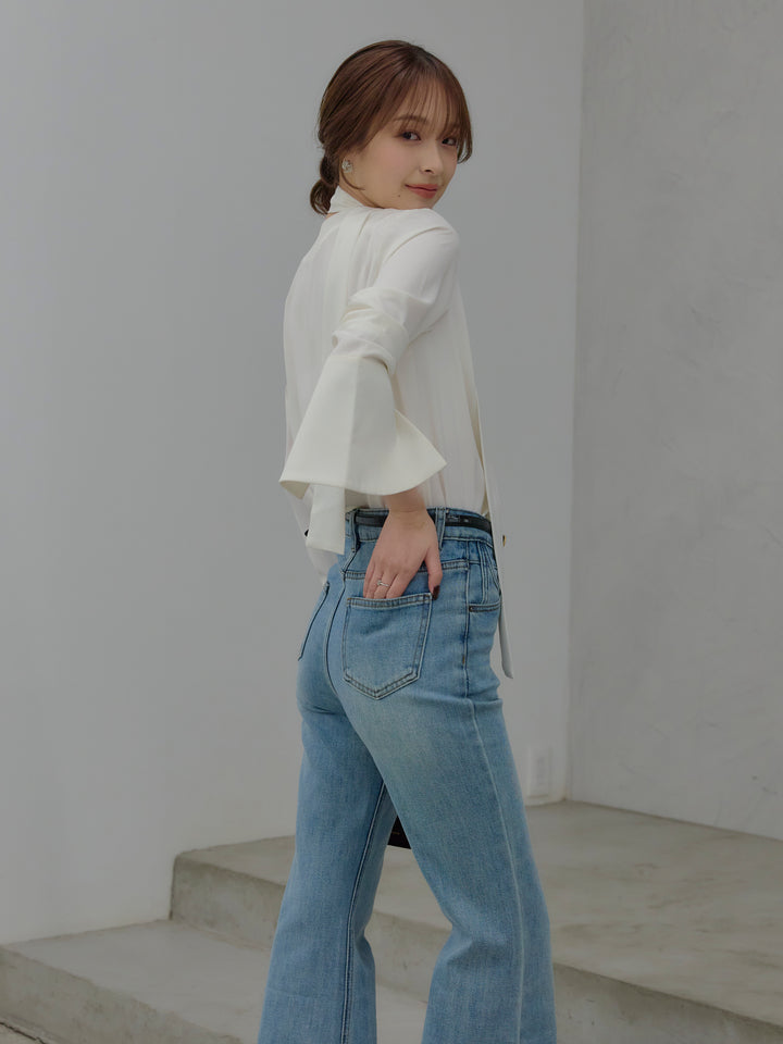 美ラインストレッチフレアデニム