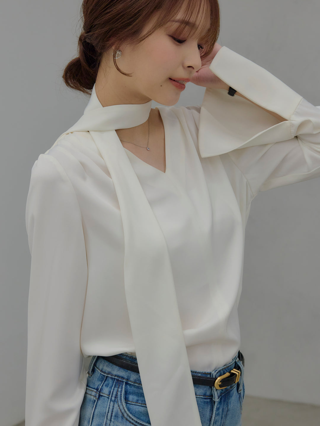 美ラインストレッチフレアデニム