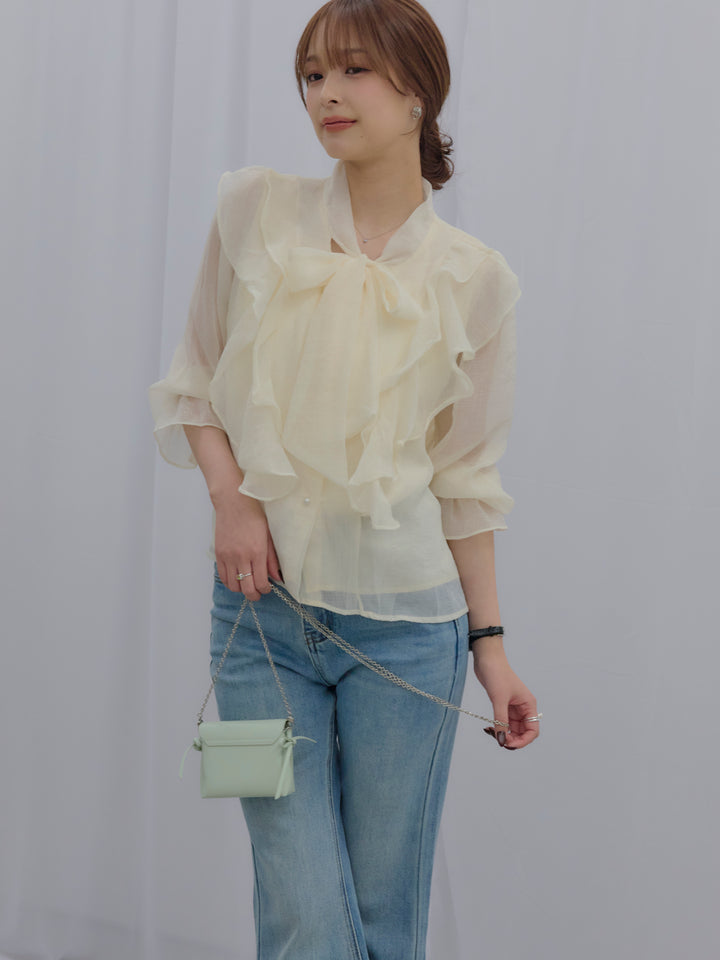 ボウタイフリルアソートブラウス