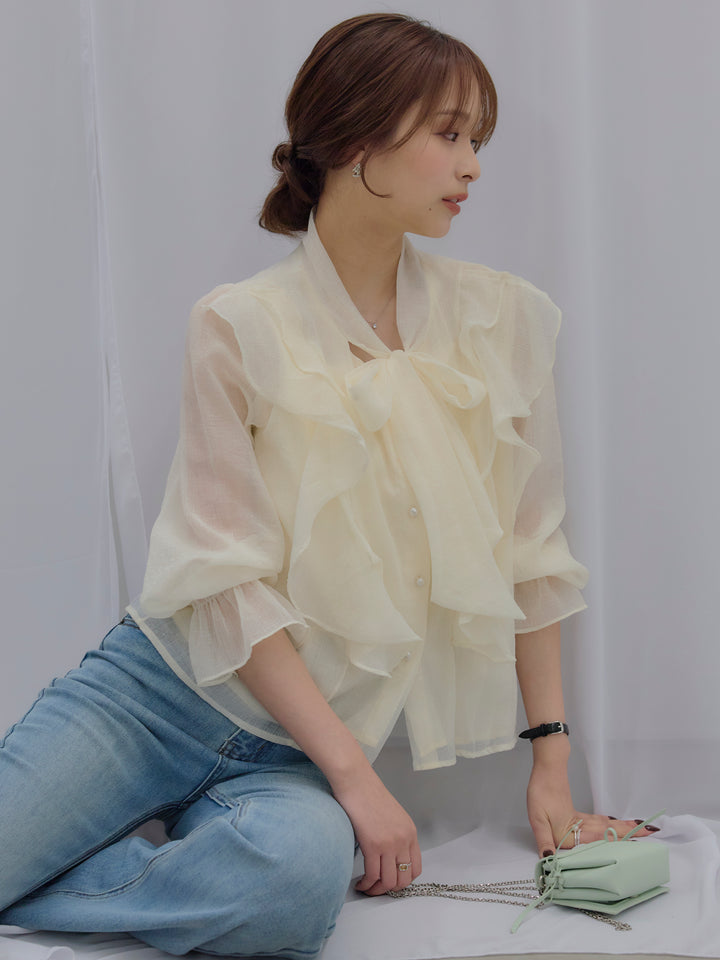 ボウタイフリルアソートブラウス