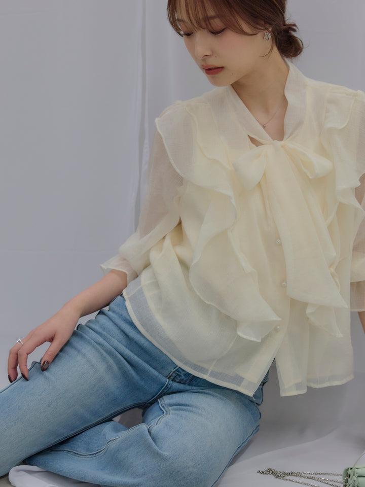 ボウタイフリルアソートブラウス