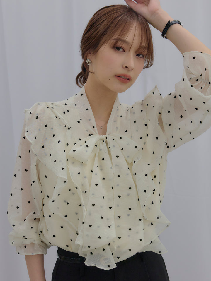 【SET】ボウタイフリルアソートブラウス+【Essential】Authentic straight pants(2set)