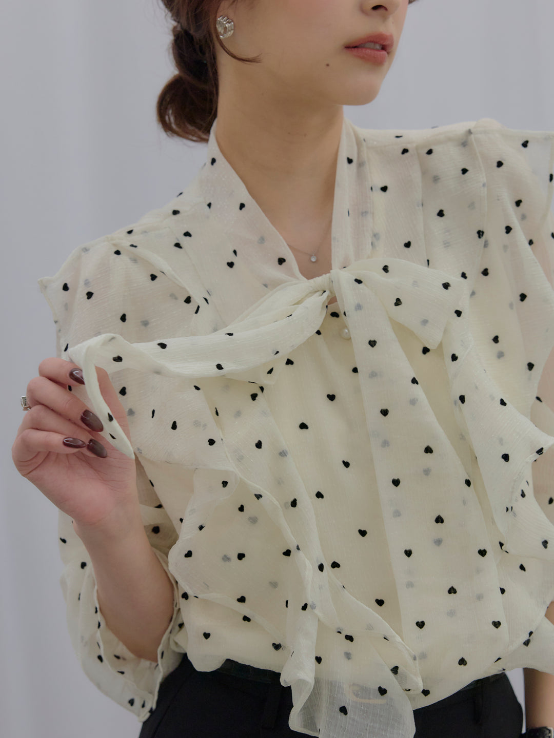 【SET】ボウタイフリルアソートブラウス+【Essential】Authentic straight pants(2set)