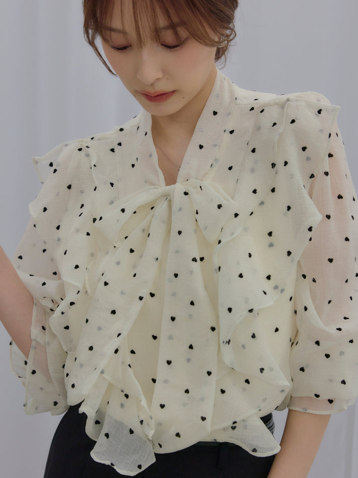 【SET】ボウタイフリルアソートブラウス+【Essential】Authentic straight pants(2set)