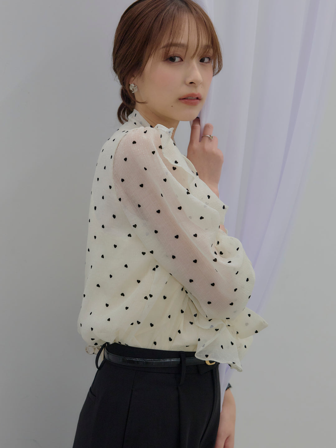 【SET】ボウタイフリルアソートブラウス+【Essential】Authentic straight pants(2set)