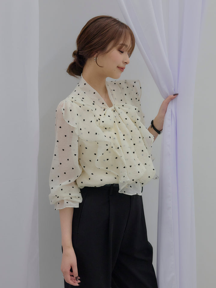 【SET】ボウタイフリルアソートブラウス+【Essential】Authentic straight pants(2set)