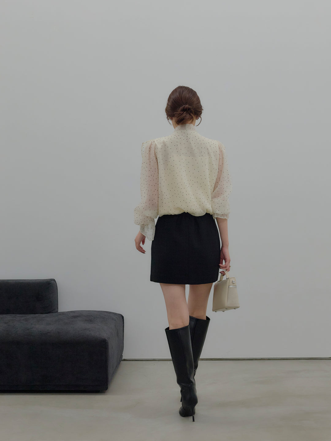 【SET】ボウタイフリルアソートブラウス+【Essential】ツイードミニスカート(2set)