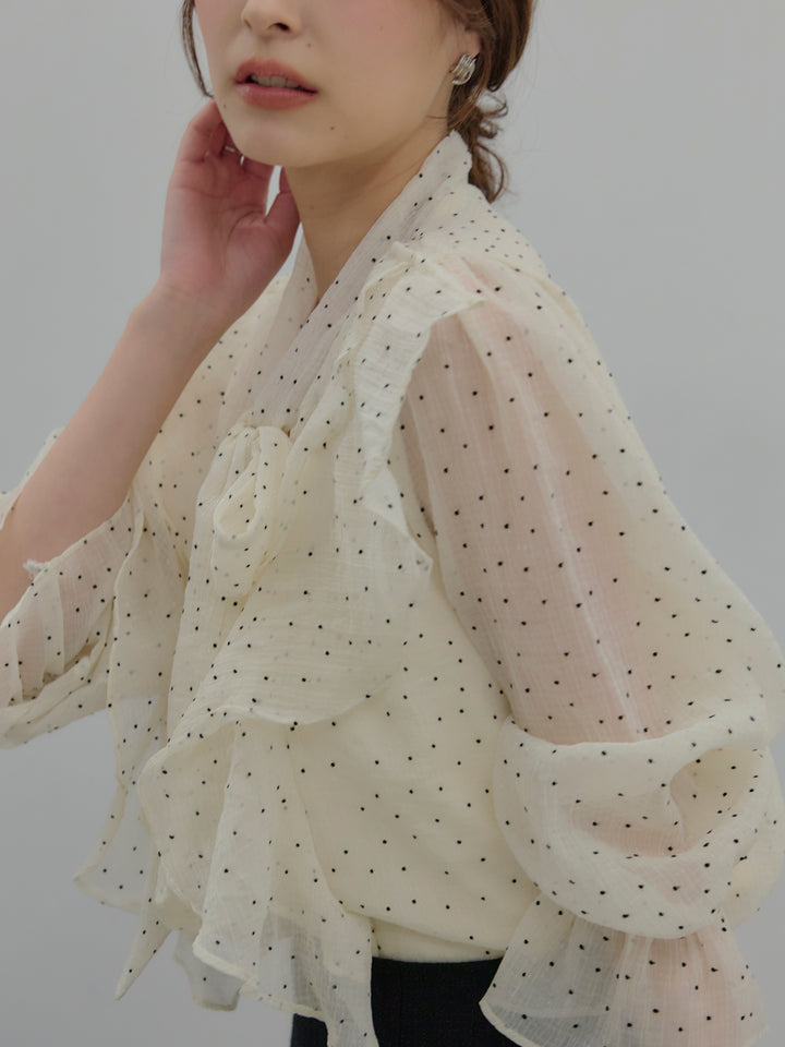 【SET】ボウタイフリルアソートブラウス+【Essential】ツイードミニスカート(2set)