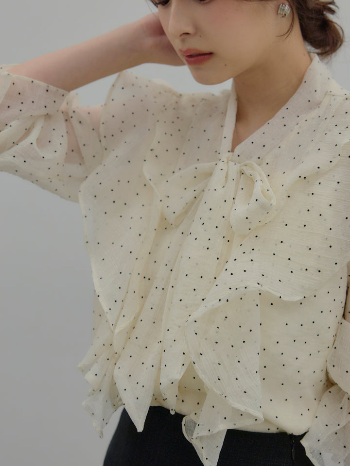 【SET】ボウタイフリルアソートブラウス+【Essential】ツイードミニスカート(2set)