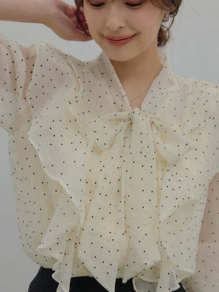 【SET】ボウタイフリルアソートブラウス+【Essential】ツイードミニスカート(2set)