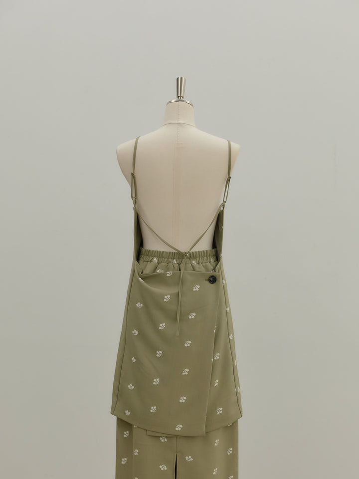 フラワー刺繍バックオープンチュニックキャミソール