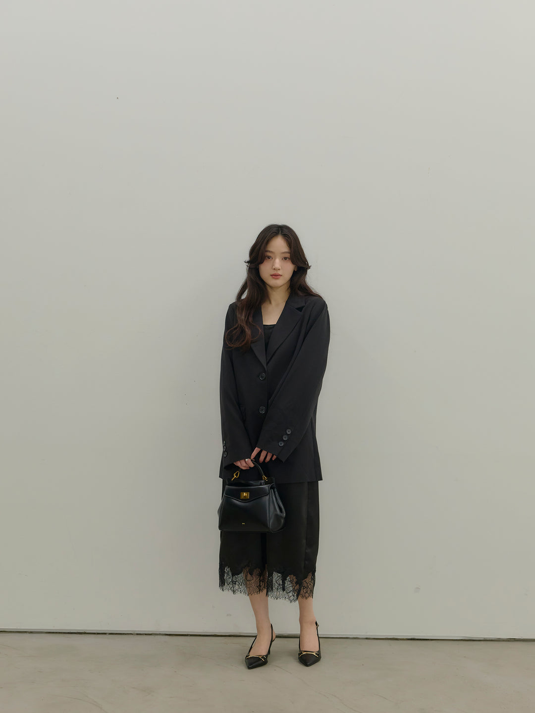 【SET】【Essential】Authentic jacket+裾レースサテンミディスカート(2set)