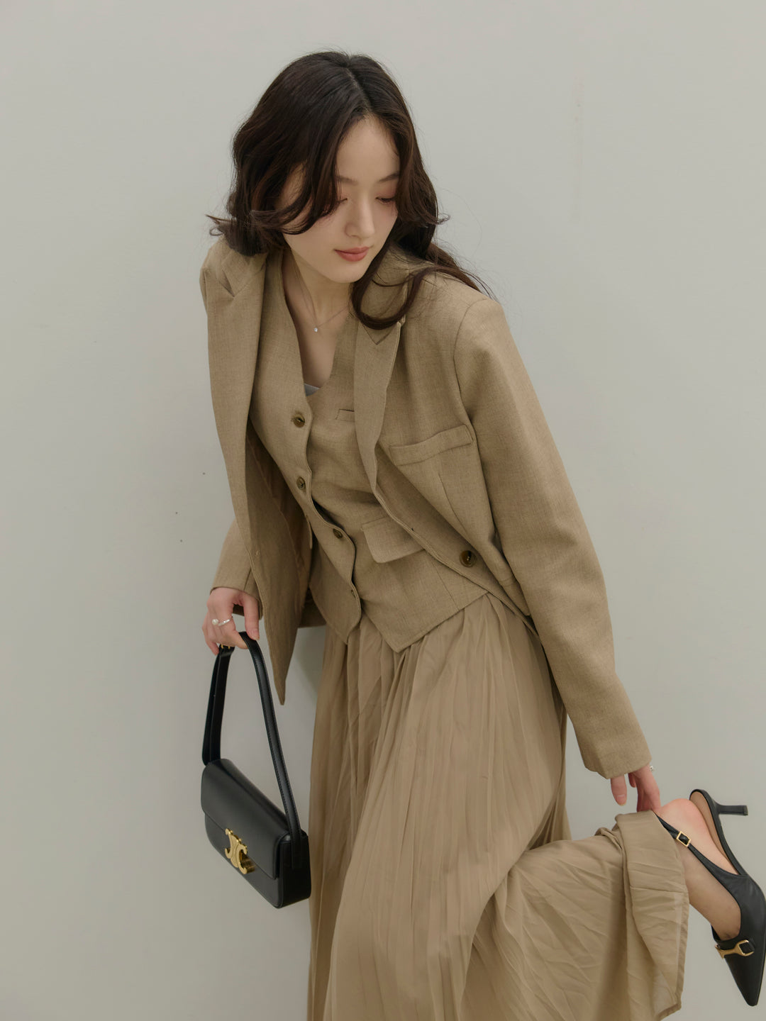 ジャケット&ベスト&プリーツスカート3 PIECES SET UP