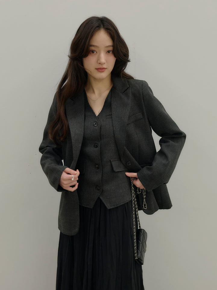 ジャケット&ベスト&プリーツスカート3 PIECES SET UP