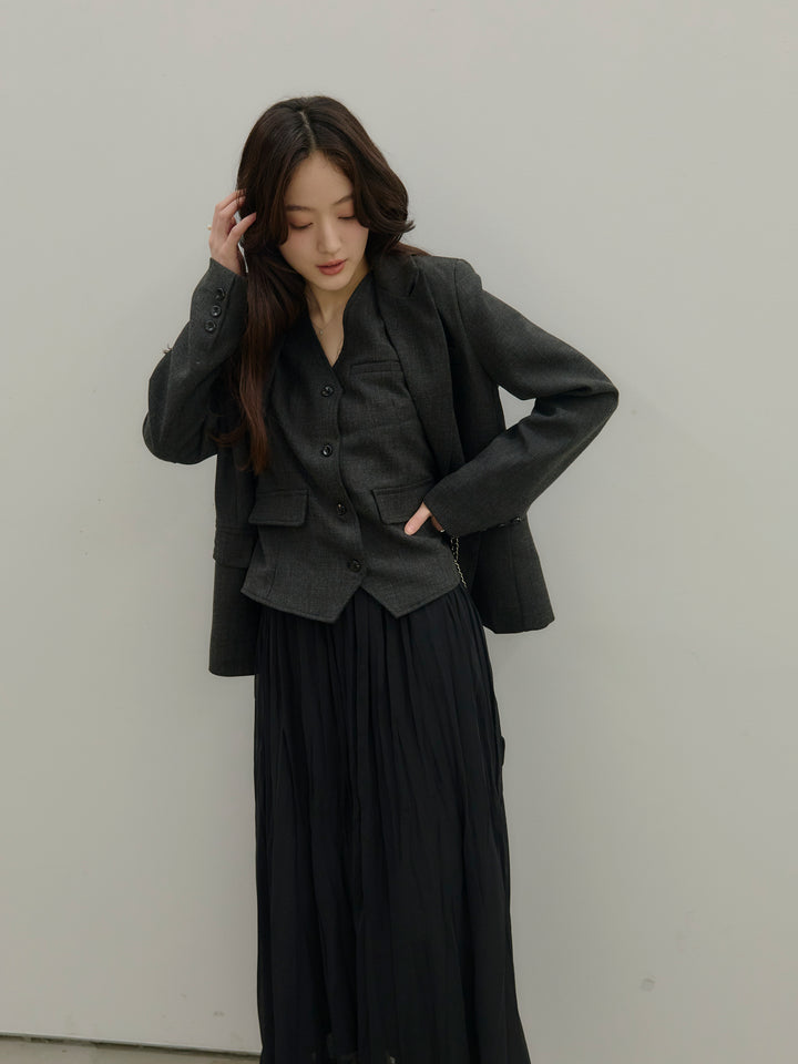 ジャケット&ベスト&プリーツスカート3 PIECES SET UP