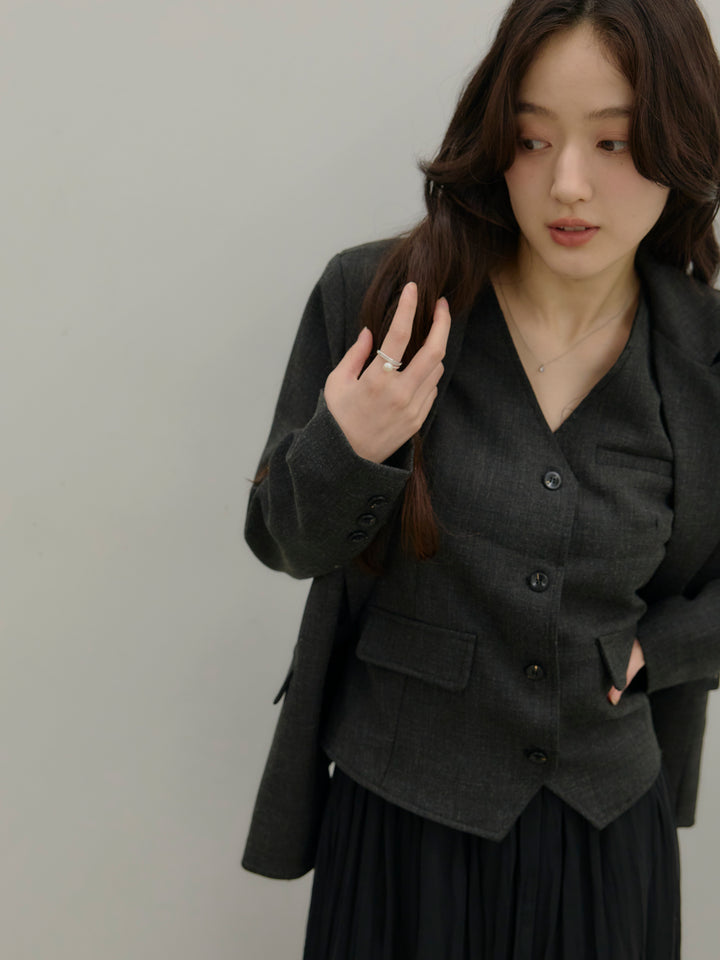 ジャケット&ベスト&プリーツスカート3 PIECES SET UP