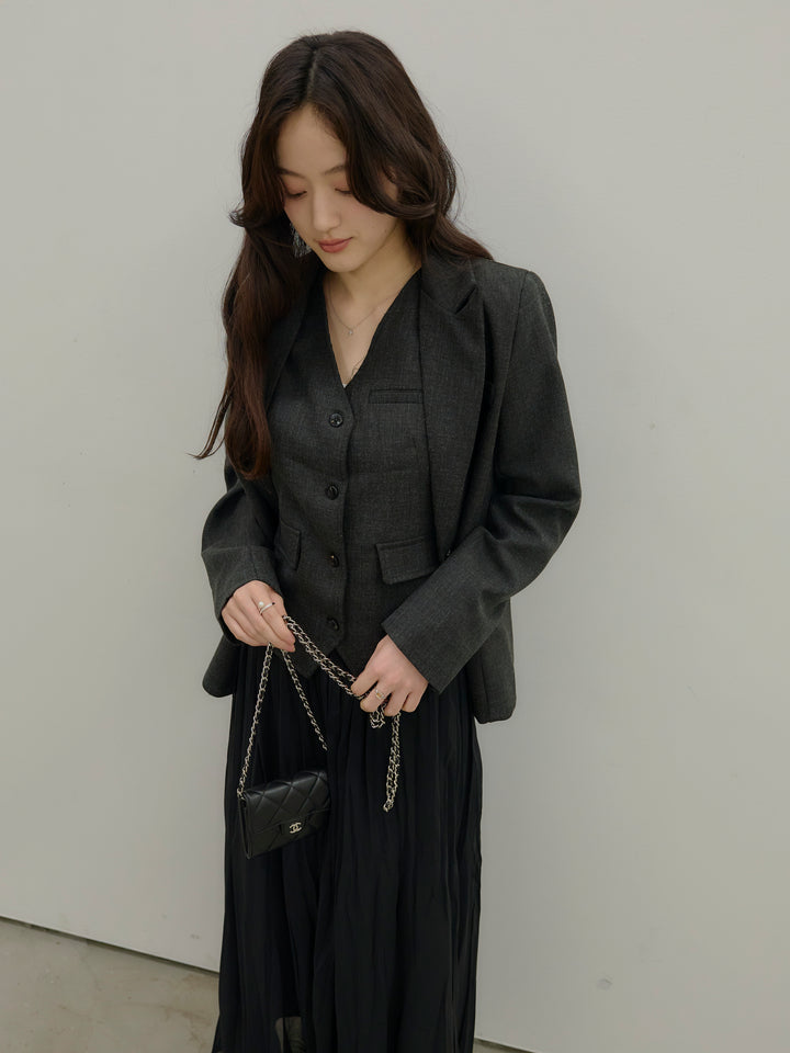 ジャケット&ベスト&プリーツスカート3 PIECES SET UP