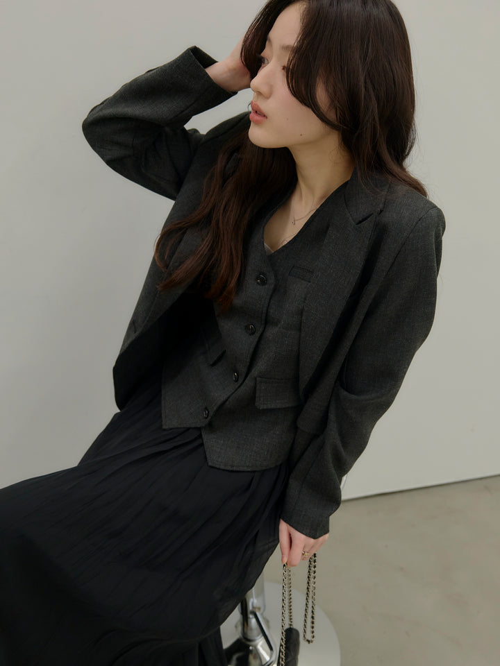 ジャケット&ベスト&プリーツスカート3 PIECES SET UP