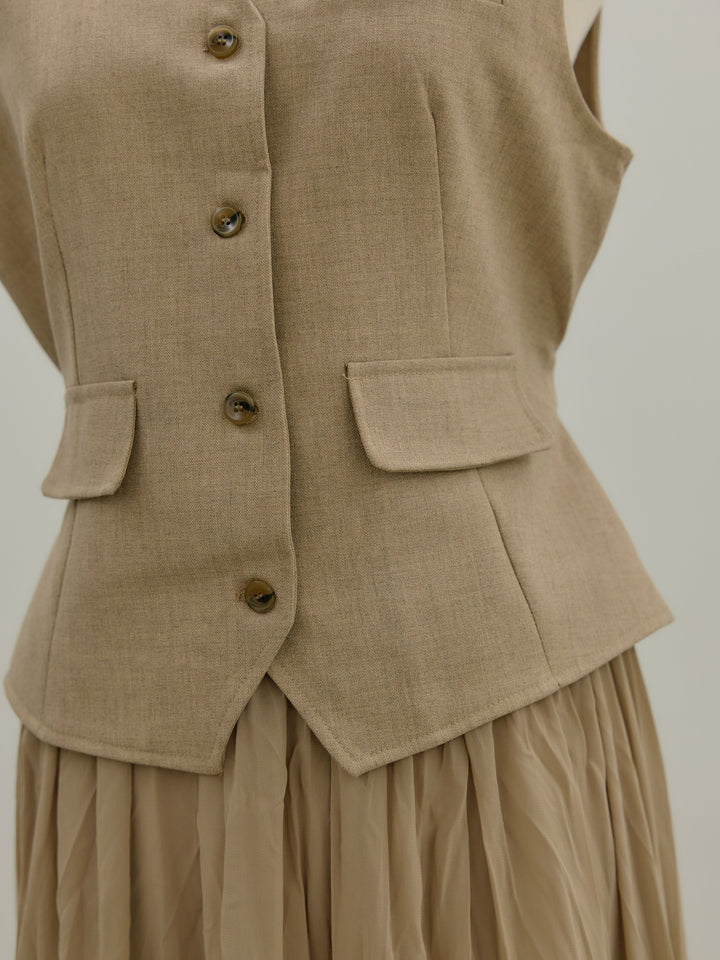 ジャケット&ベスト&プリーツスカート3 PIECES SET UP