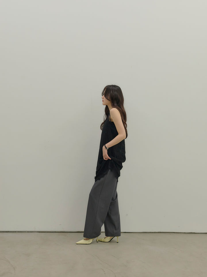 【SET】デザインレースチュニックミニドレス+【Essential】Authentic straight pants(2set)
