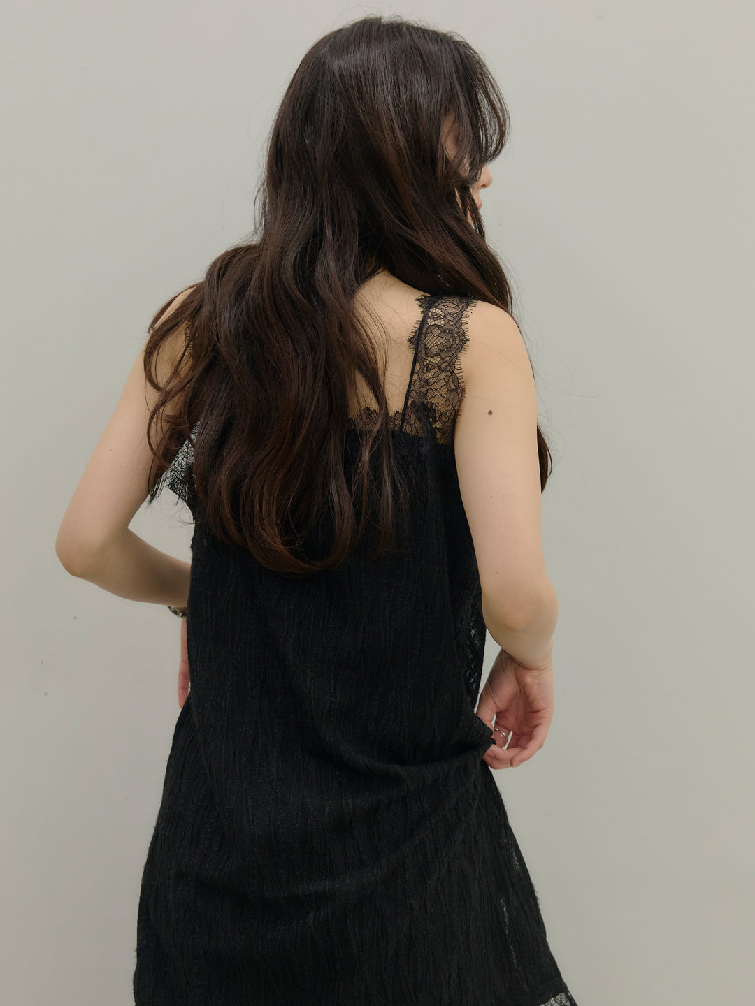 【SET】デザインレースチュニックミニドレス+【Essential】Authentic straight pants(2set)