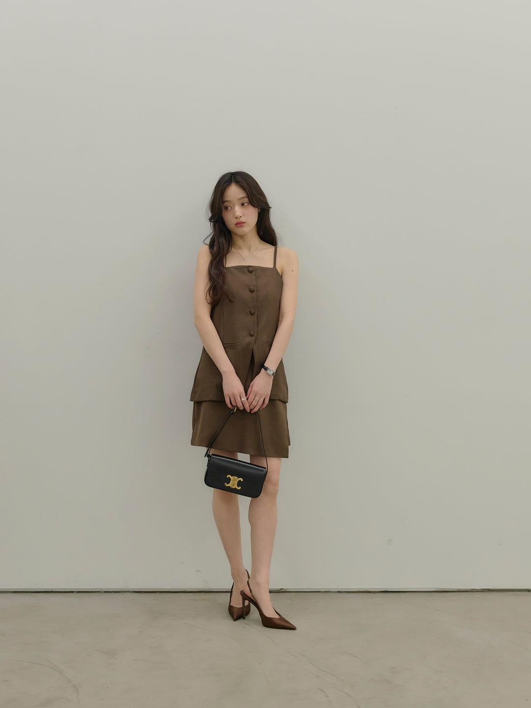 フロントボタンキャミビスチェ