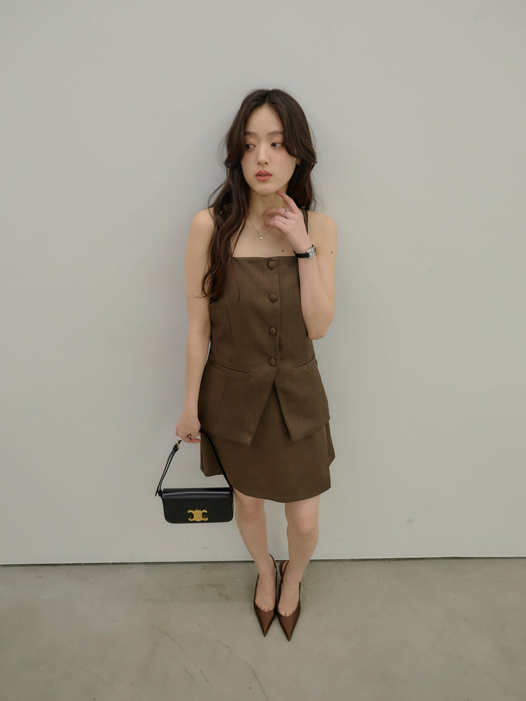 フロントボタンキャミビスチェ