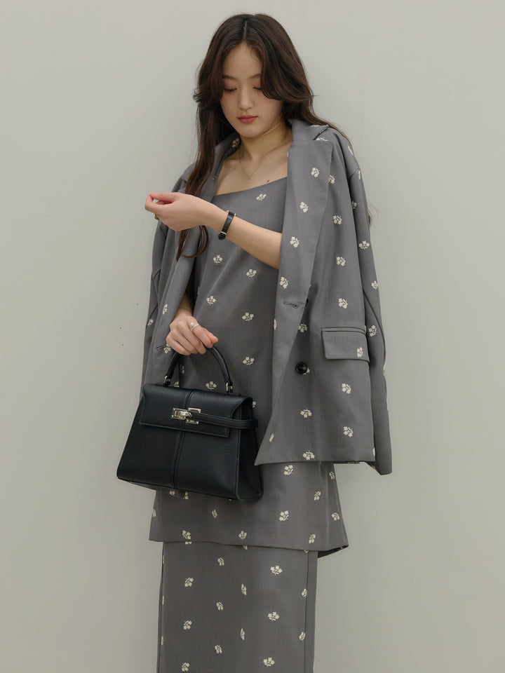 フラワー刺繍バックオープンチュニックキャミソール