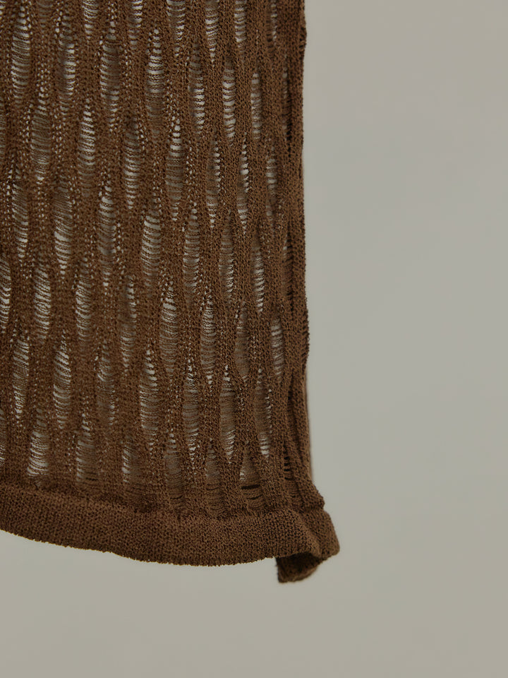 透かし編み襟付きニットドレス(インナーミニワンピ付き)