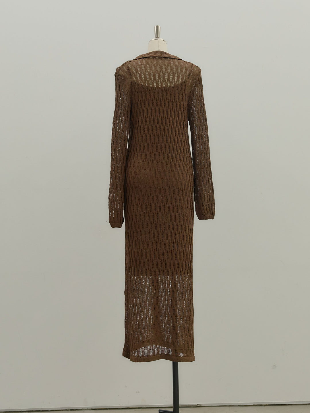 透かし編み襟付きニットドレス(インナーミニワンピ付き)